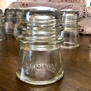 Vintage Dominion-16 clear glass insulators